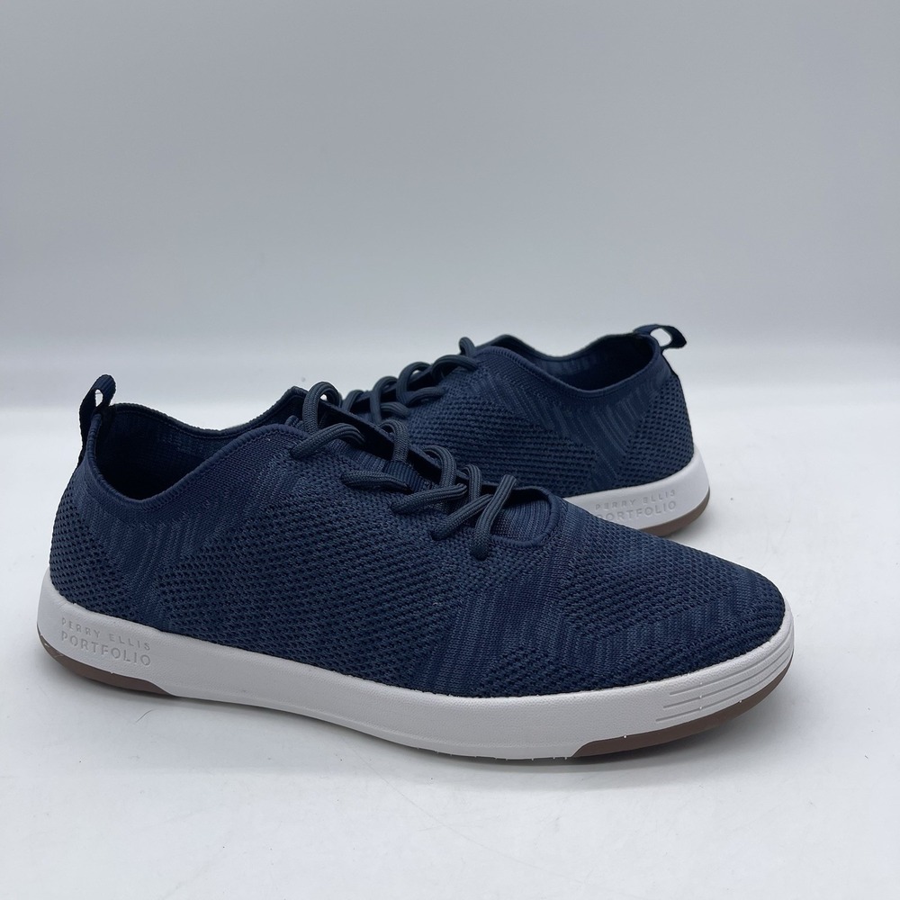 Perry Ellis Portfolio Tread PEA17F239D-3 Men's Size 7.5 Shoes Navy Mesh Knit